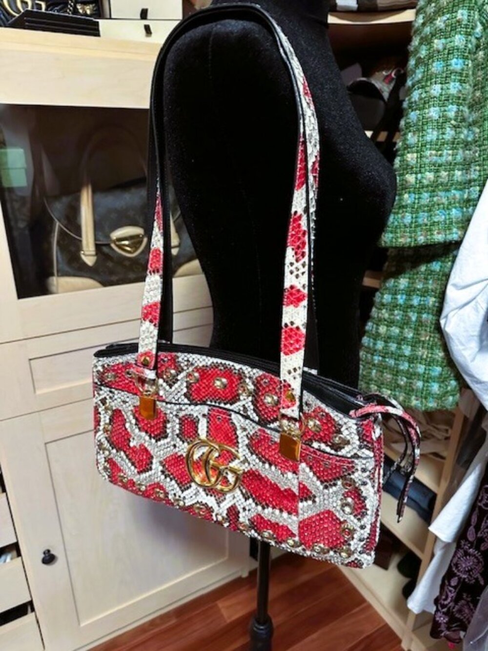 Gucci snakeskin Arli large top handle bag retail $5,500